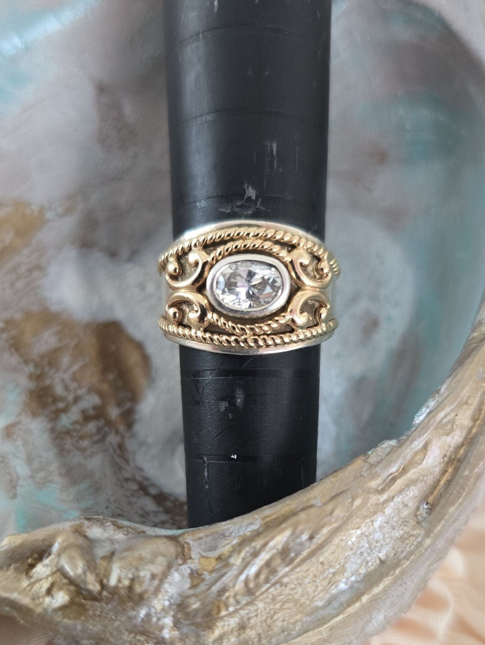Etruscan Band Ring - Sterling + 14k